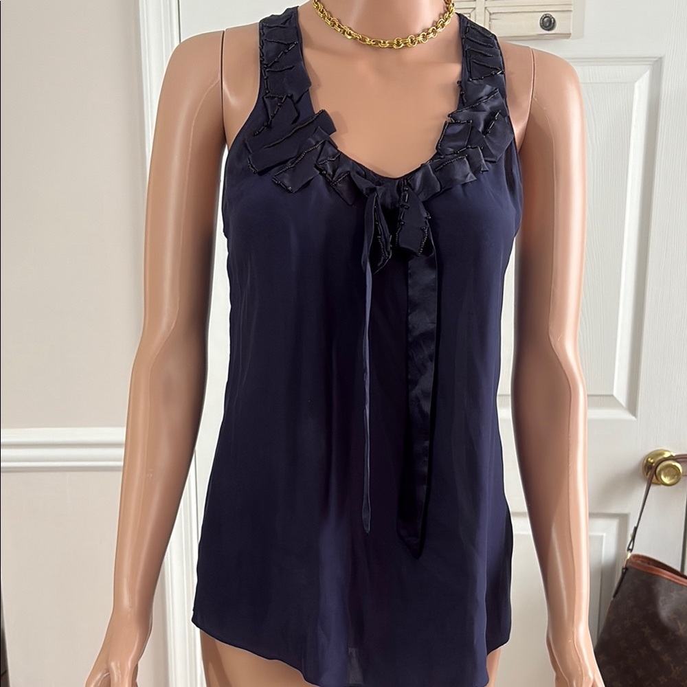 Banana Republic Blue Ruffled Tie Front Tank Top - Picture 8 of 8